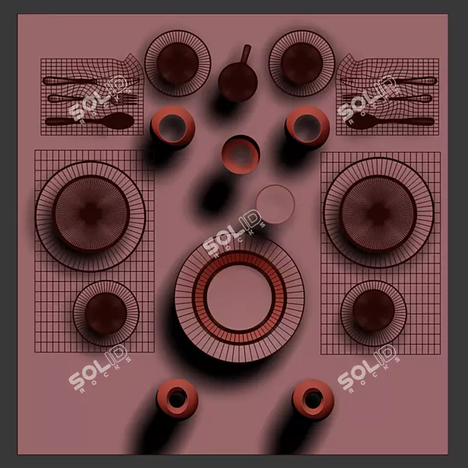 Wooden Food & Drink Prep Set 3D model image 3