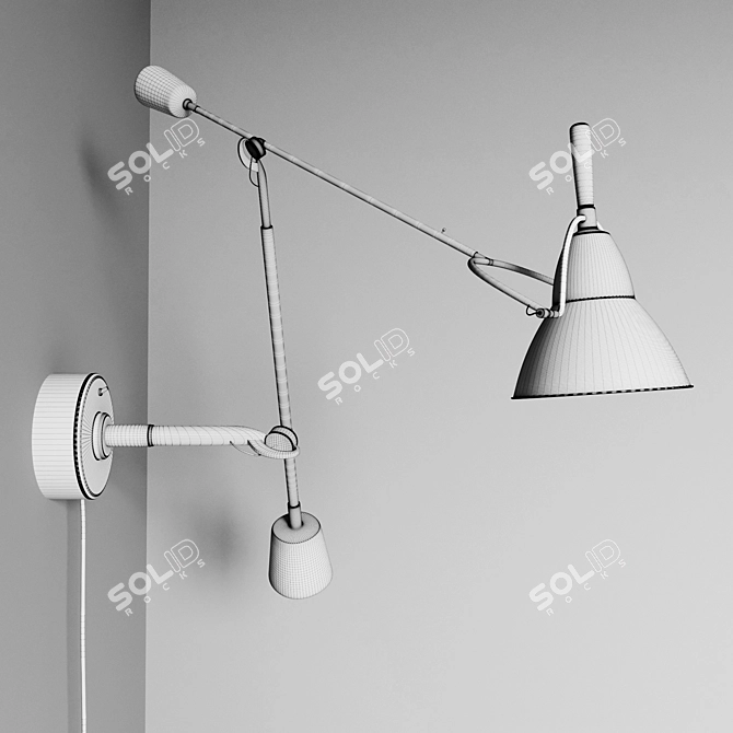 Elegant Rh Black Swing-Arm Sconce 3D model image 2