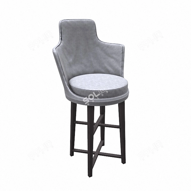 Modern White Leather Bar Stool 3D model image 1