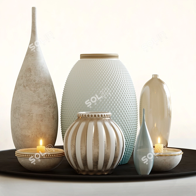 Elegant Vase Decor Set 3D model image 1