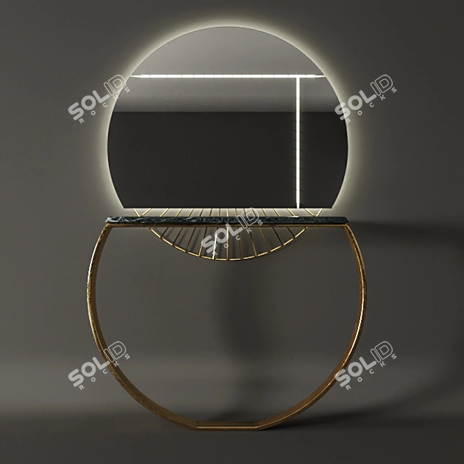 Elegant Marble & Gold Ring Console 3D model image 1