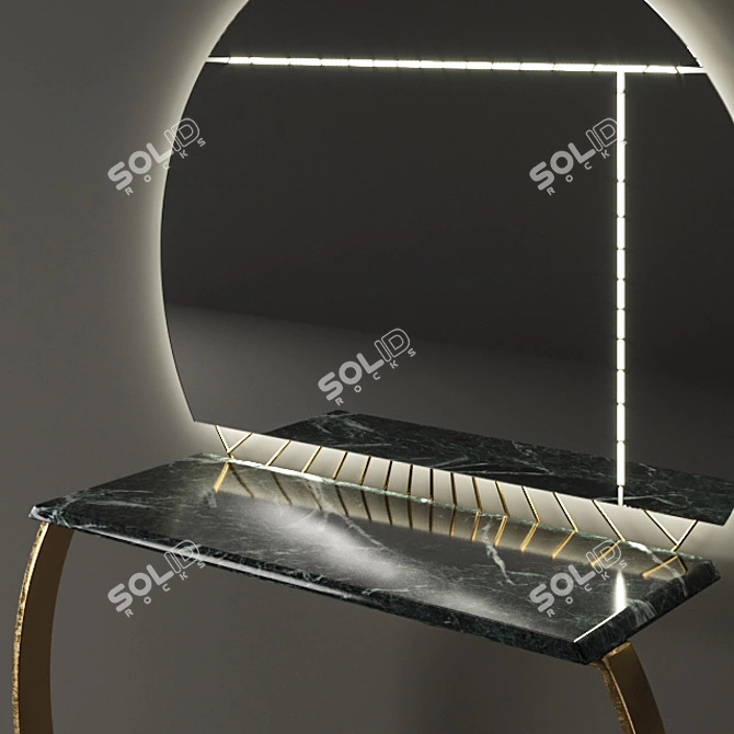 Elegant Marble & Gold Ring Console 3D model image 2