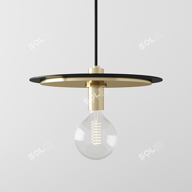 Stylish Mitzi Milo Pendant - Brass/Black 3D model image 1