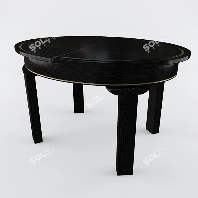 Modern Dark Wood Oval Dining Table 3D model image 1