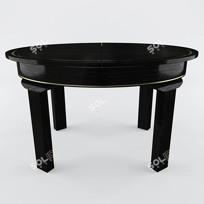Modern Dark Wood Oval Dining Table 3D model image 2