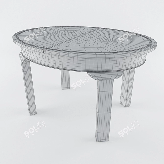 Modern Dark Wood Oval Dining Table 3D model image 3