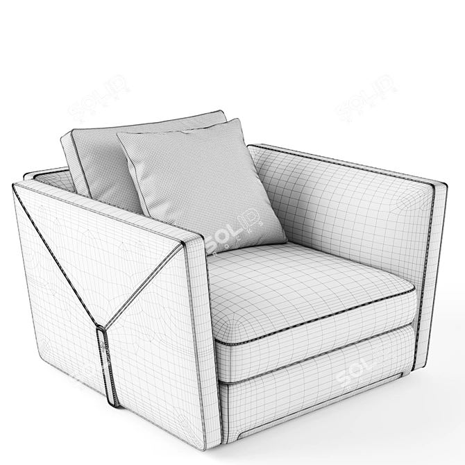 Elegant Leather Bastian Armchair 3D model image 2