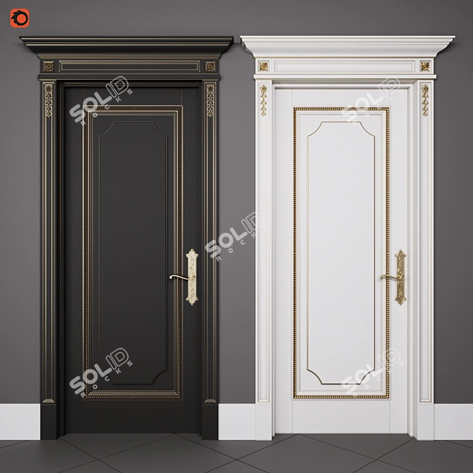 Elegant Wood Interior Door 3D model image 1