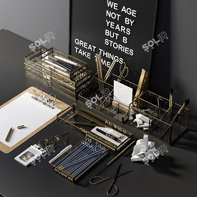 Modern Office Workspace Set 3D model image 2