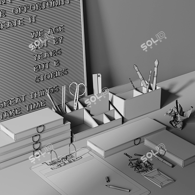 Modern Office Workspace Set 3D model image 3