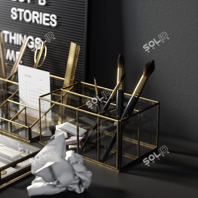 Modern Office Workspace Set 3D model image 5