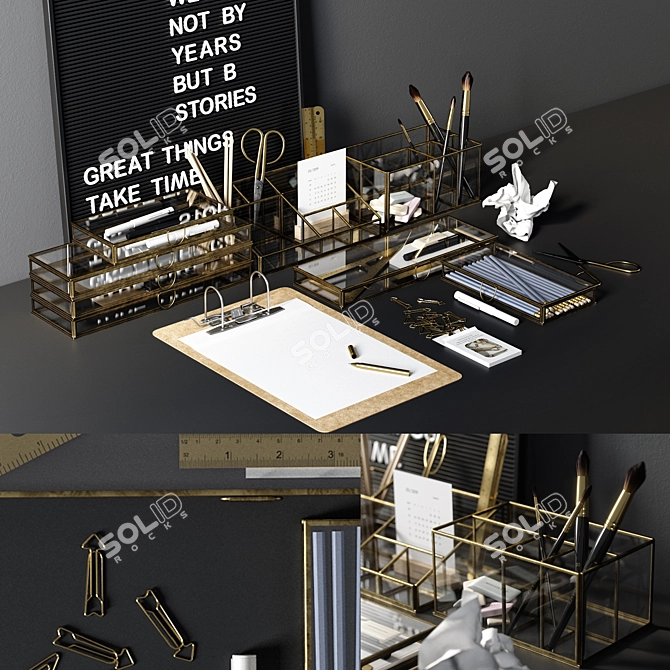 Modern Office Workspace Set 3D model image 7