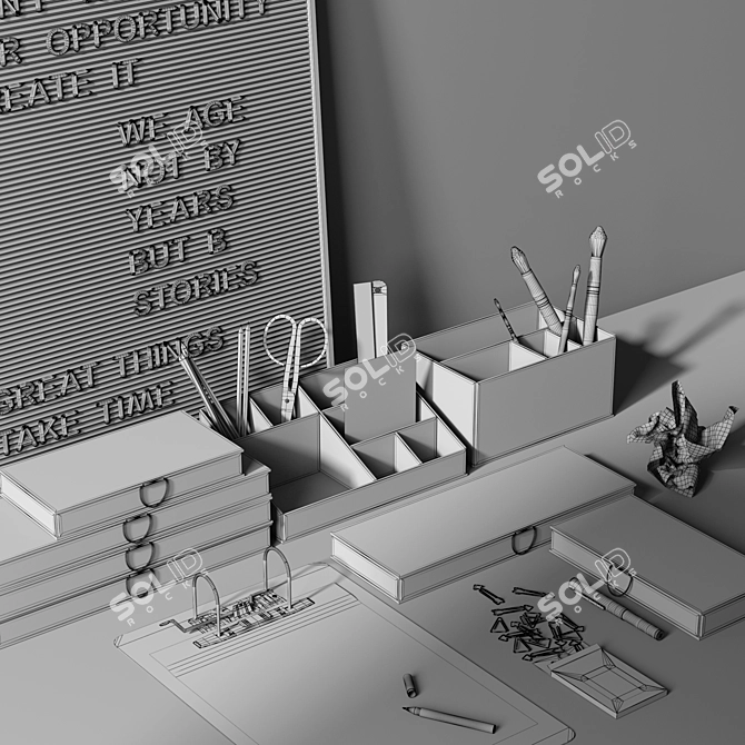 Modern Office Workspace Set 3D model image 8