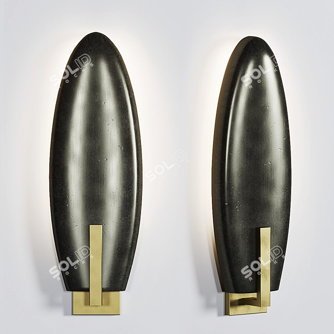 Elegant Brushed Brass PALA 3D model image 1