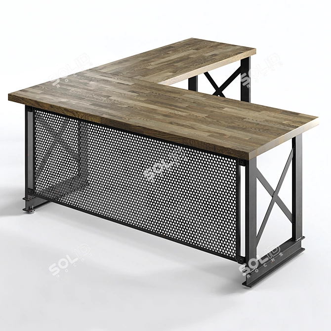 Industrial-Inspired Carruca Desk: Stylish and Spacious 3D model image 1