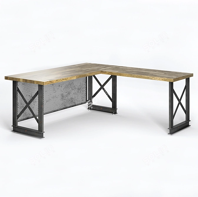 Industrial-Inspired Carruca Desk: Stylish and Spacious 3D model image 2