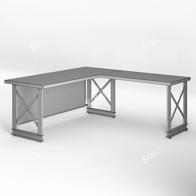 Industrial-Inspired Carruca Desk: Stylish and Spacious 3D model image 3