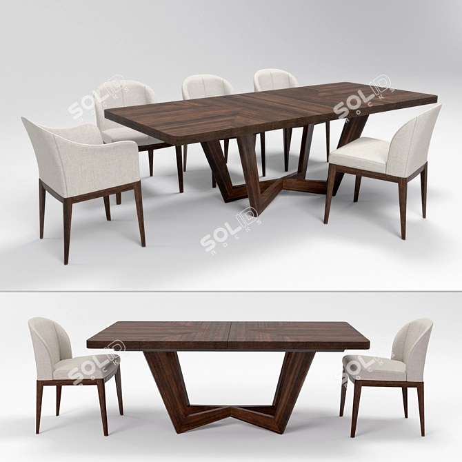 Elegant Accademia Dining set 3D model image 1