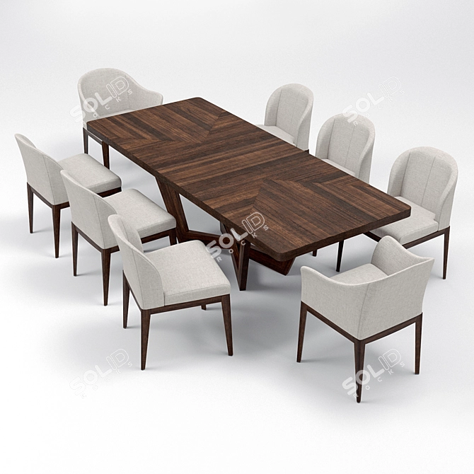 Elegant Accademia Dining set 3D model image 2