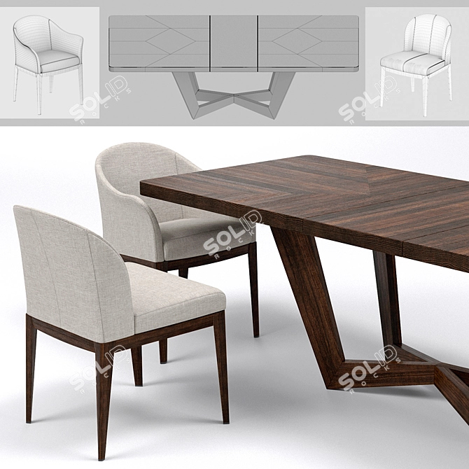 Elegant Accademia Dining set 3D model image 3