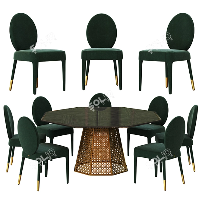 Elegant Vienna Lobby Table and Sofia Chair Set 3D model image 1