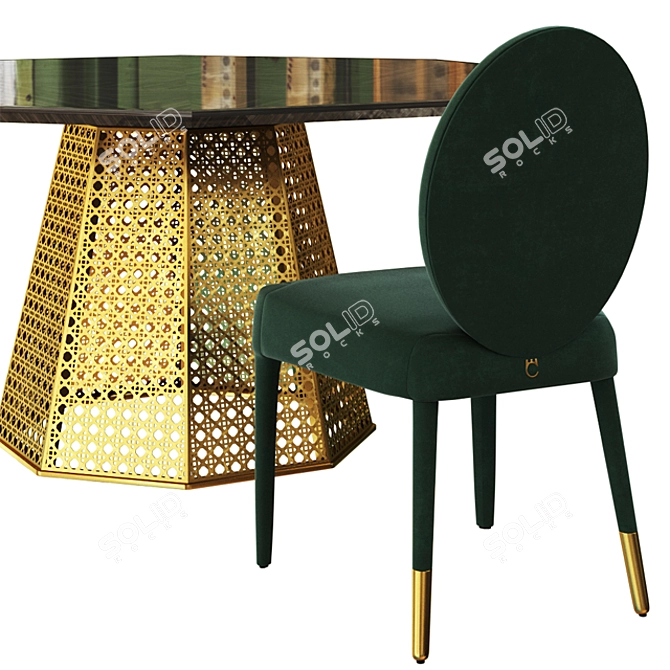 Elegant Vienna Lobby Table and Sofia Chair Set 3D model image 2