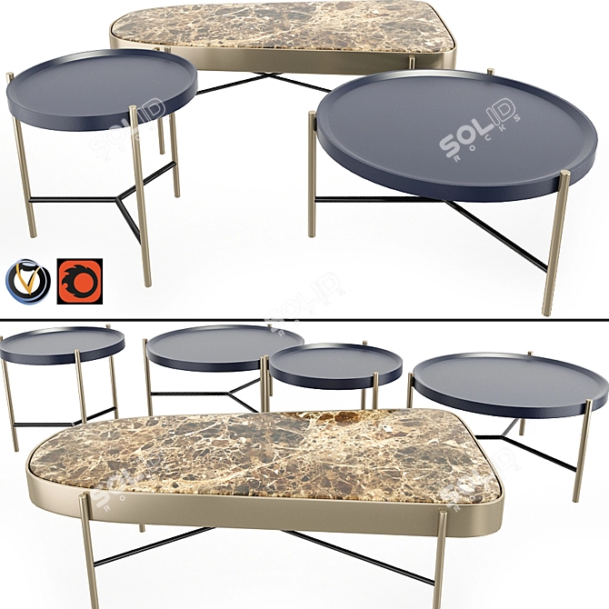 Sleek Modern Table Set 3D model image 1