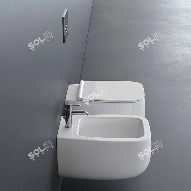 Alice Ceramica Nur Wall-Hung WC - Modern Wall-Mounted WC for Optimal Space Utilization 3D model image 2