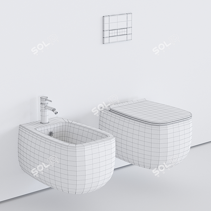 Alice Ceramica Nur Wall-Hung WC - Modern Wall-Mounted WC for Optimal Space Utilization 3D model image 3