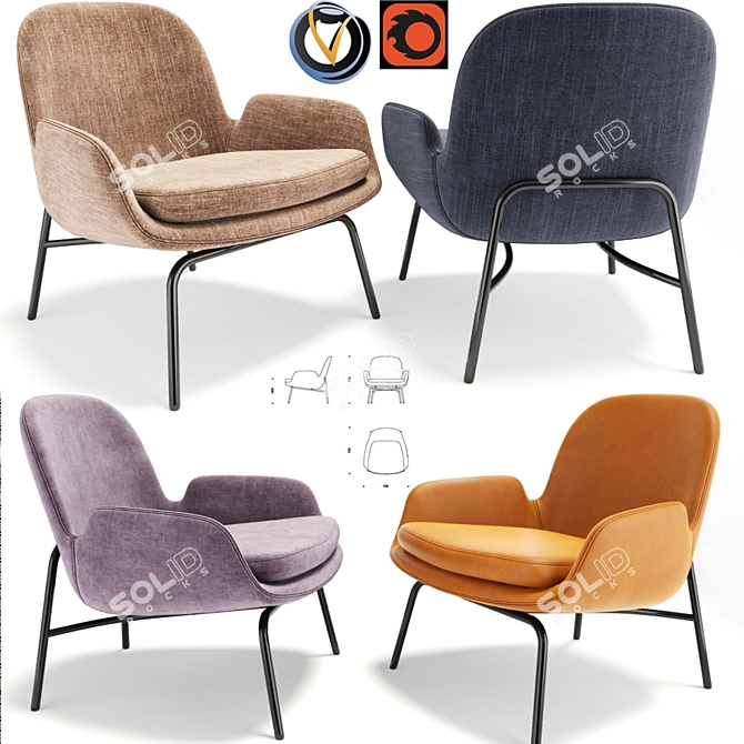 Modern Steel Era Lounge Chair 3D model image 1