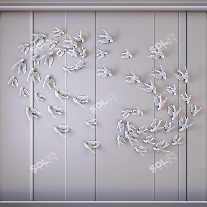 Gulls Decorative Panel 7: Versatile Wall Piece 3D model image 3