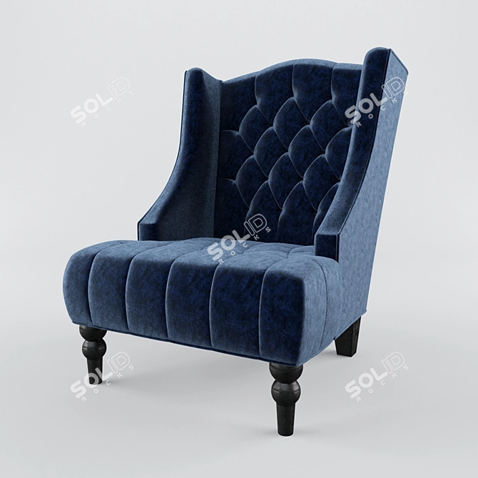 Velvet Wingback Chair: Potterslane's High Back Elegance 3D model image 1