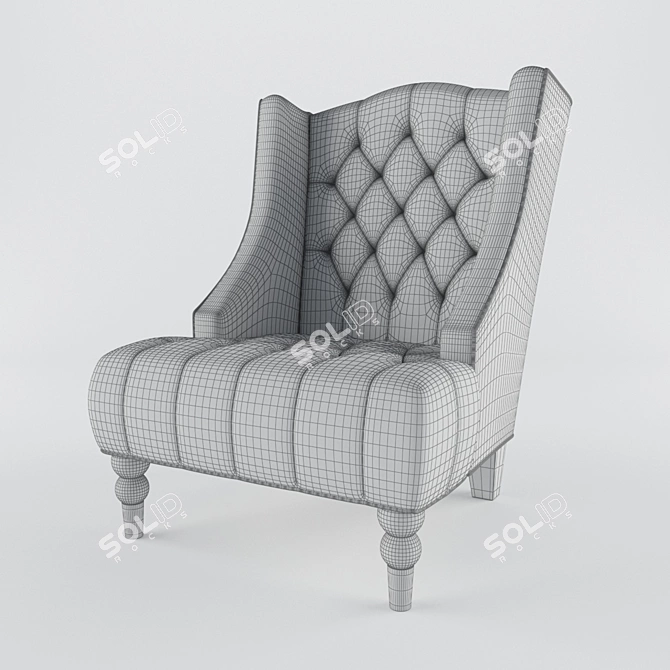 Velvet Wingback Chair: Potterslane's High Back Elegance 3D model image 2