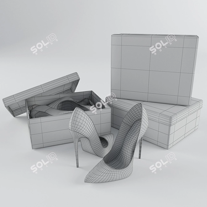 Luxe Nude & Black Patent Louboutin 3D model image 2