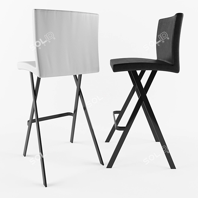 Etienne Leather Bar Stool - Stylish Seating Option for Modern Spaces 3D model image 2