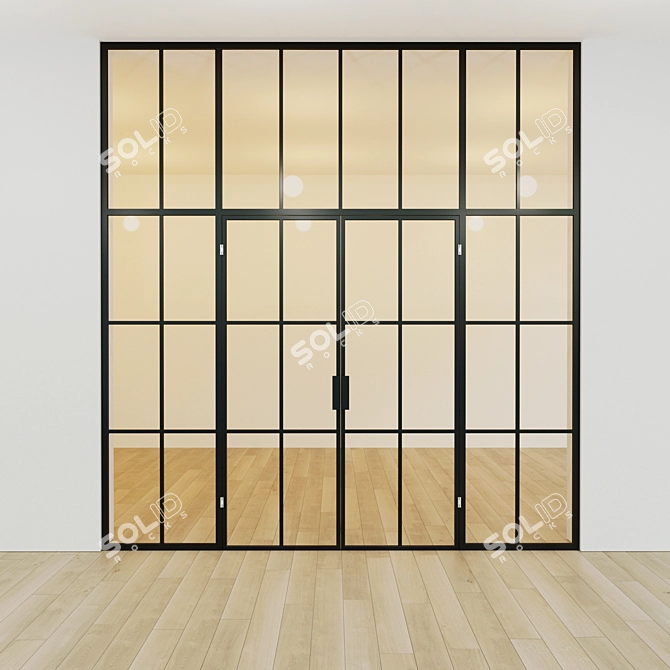 Elegant Swing Glass Partition 3D model image 3