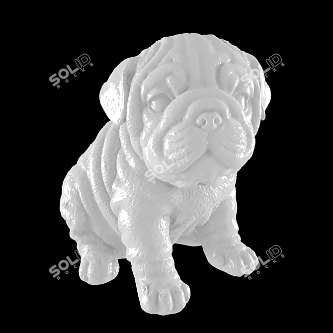 Adorable Bulldog Puppy Statue 3D model image 1