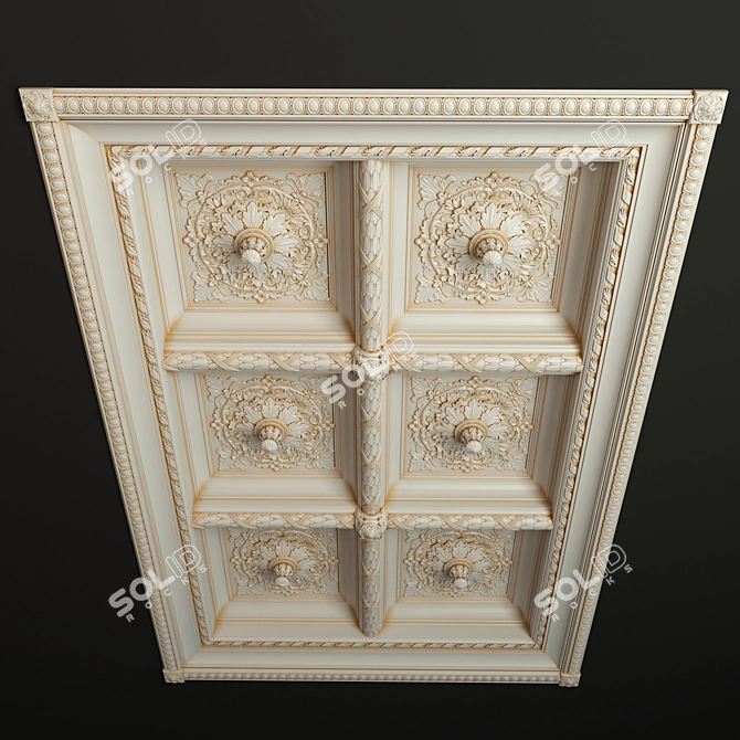 Modern Caisson Ceiling Design 3D model image 2