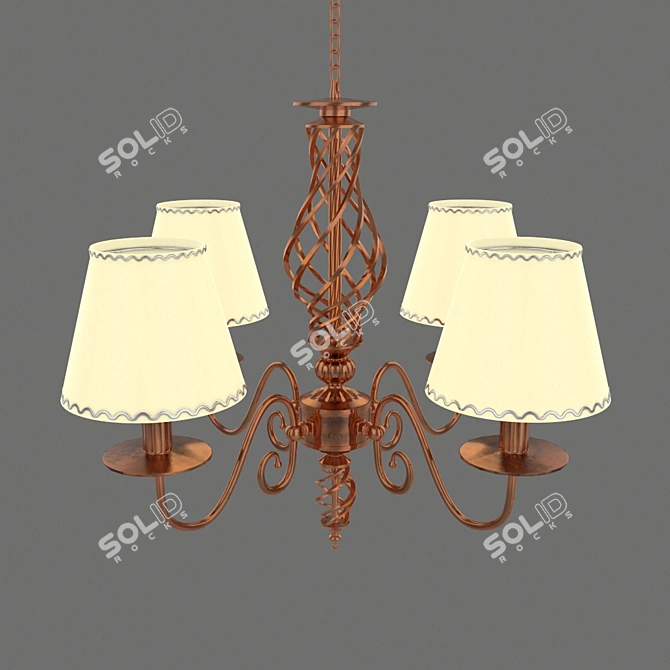Copper Glow Chandelier - Elegant Ceiling Lighting 3D model image 1