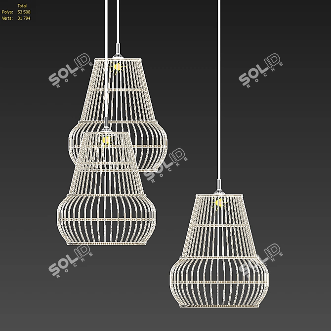 Minimalist Bohemian Triple Suspension Matamoto 3D model image 2