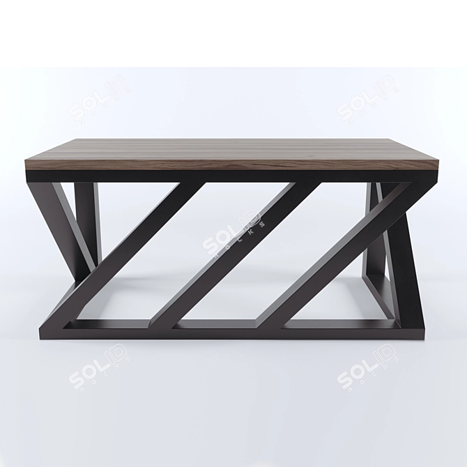 Industrial Metal and Wood Office Desk 3D model image 1