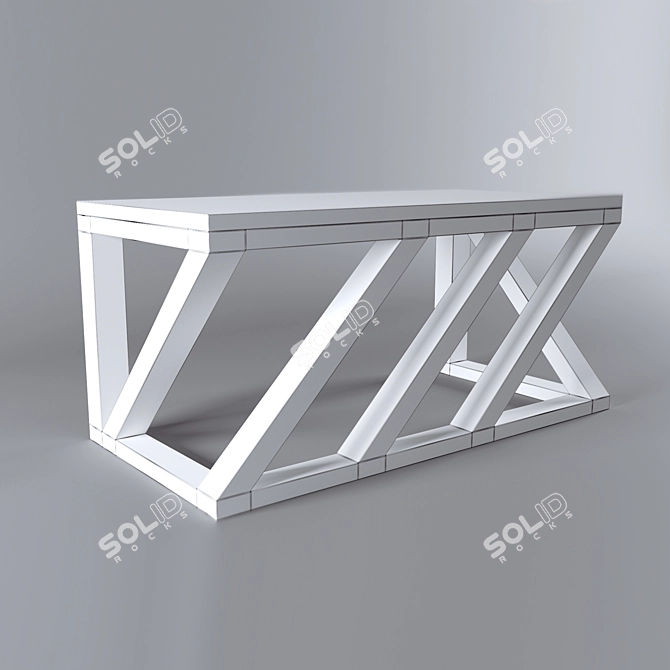 Industrial Metal and Wood Office Desk 3D model image 3