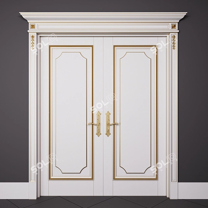 Modern Double Interior Doors 3D model image 1