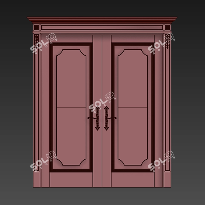 Modern Double Interior Doors 3D model image 2
