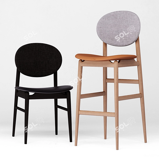 Modern Ariake Outline Chair & Barstool 3D model image 1