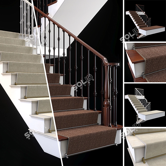 Sleek Steel Staircase - Modern Elegance 3D model image 2