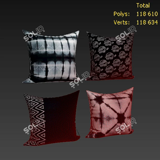 Handcrafted Decorative Pillows Set - Folkulture 3D model image 2