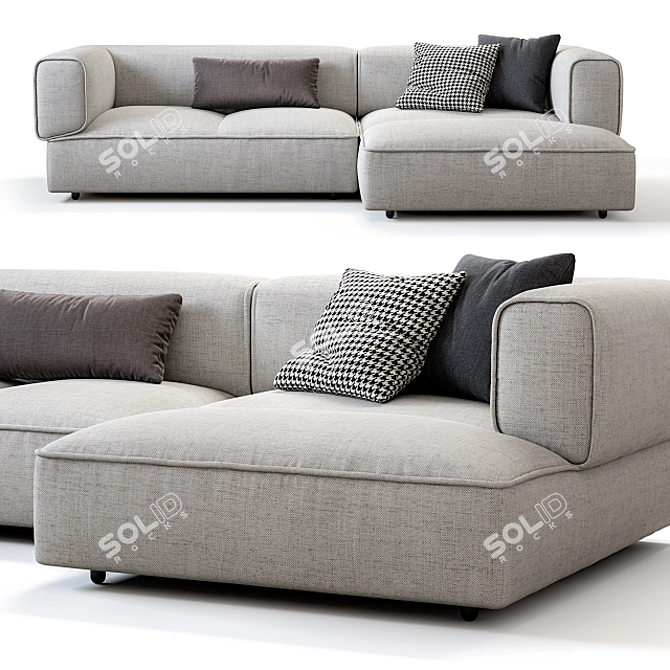 Modern Poff Sofa: Sleek & Stylish 3D model image 1