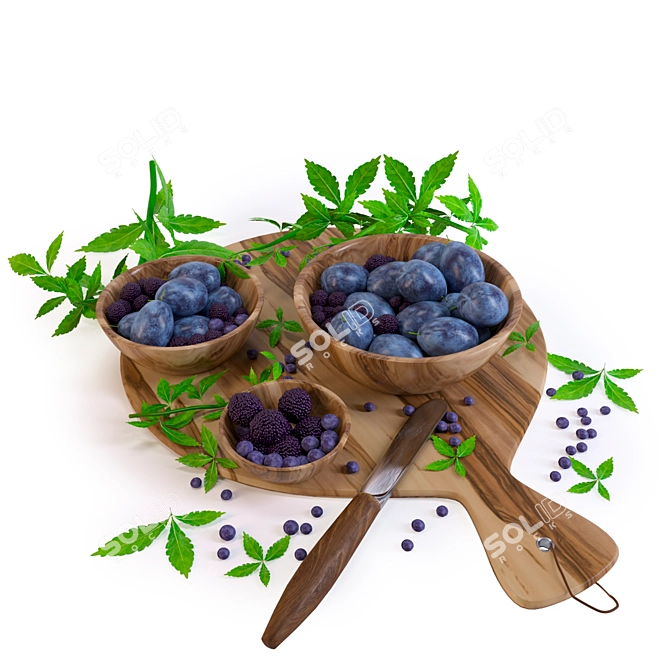  Berry Bliss: Complete Fruit Set 3D model image 1