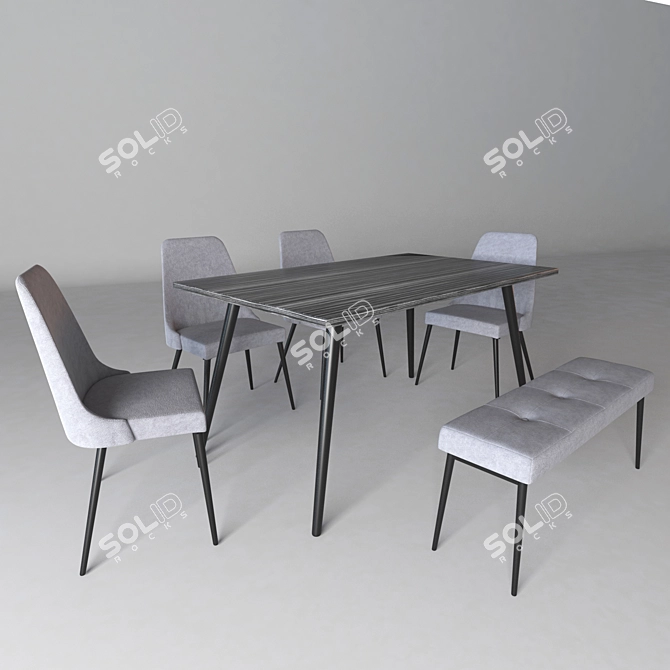 Sleek Kuryakin Dining Set 3D model image 1
